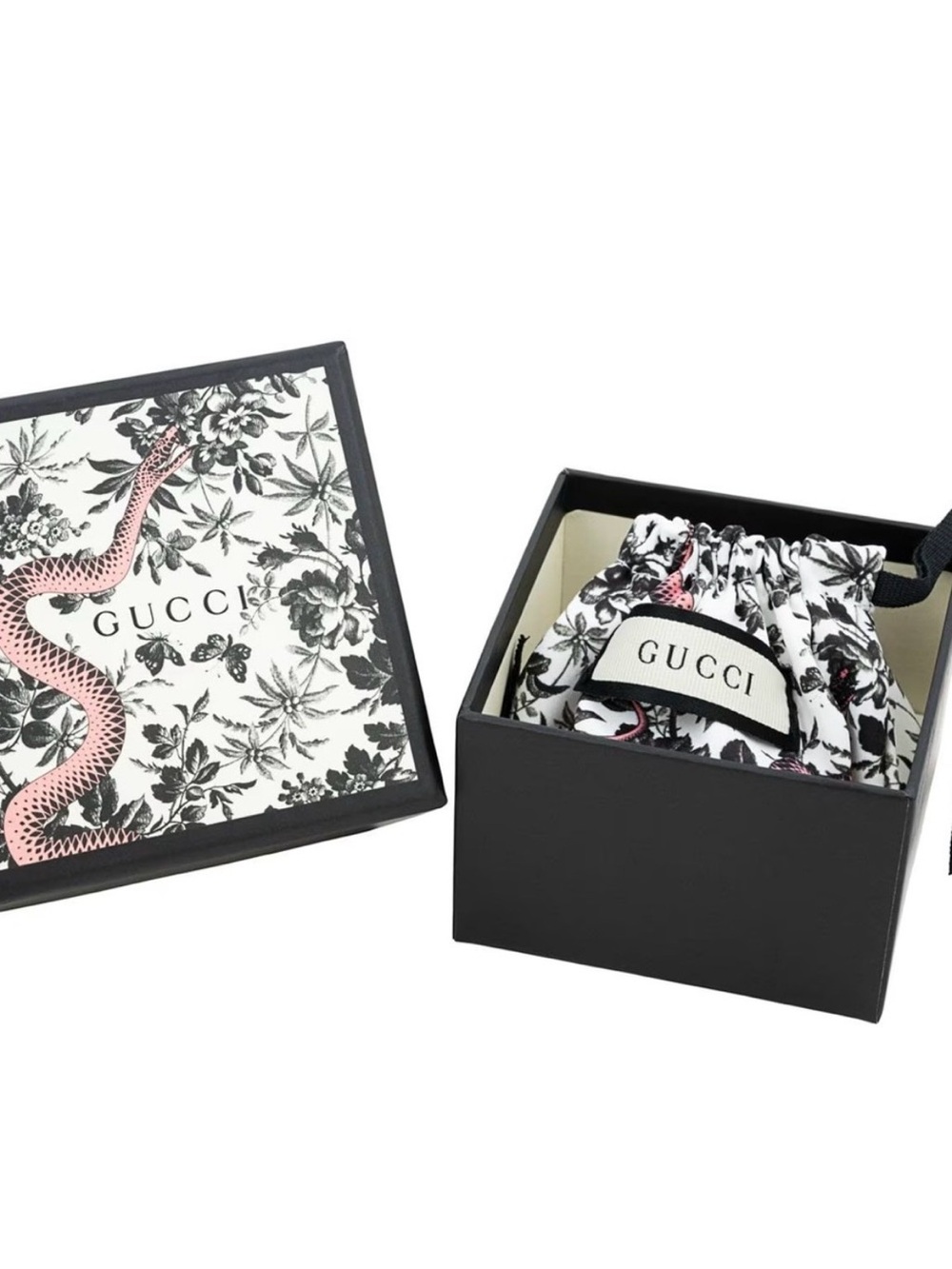 Gucci Black, White & Pink Snake Print Sunglasses Pouch with Box- Box Only - Picture 3 of 7